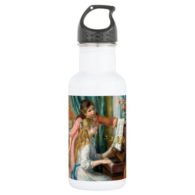 Renoir Girls am Piano Impressionismus Malerei Edelstahlflasche (Vorderseite)