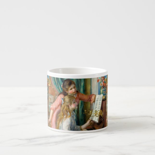 Renoir Girls am Piano Impressionismus Malerei Espressotasse (Vorderseite)