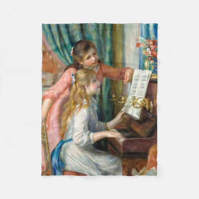 Renoir Girls am Piano Impressionismus Malerei Fleecedecke (Vorderseite)