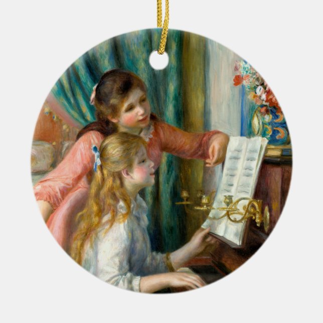 Renoir Girls am Piano Impressionismus Malerei Keramik Ornament (Vorne)