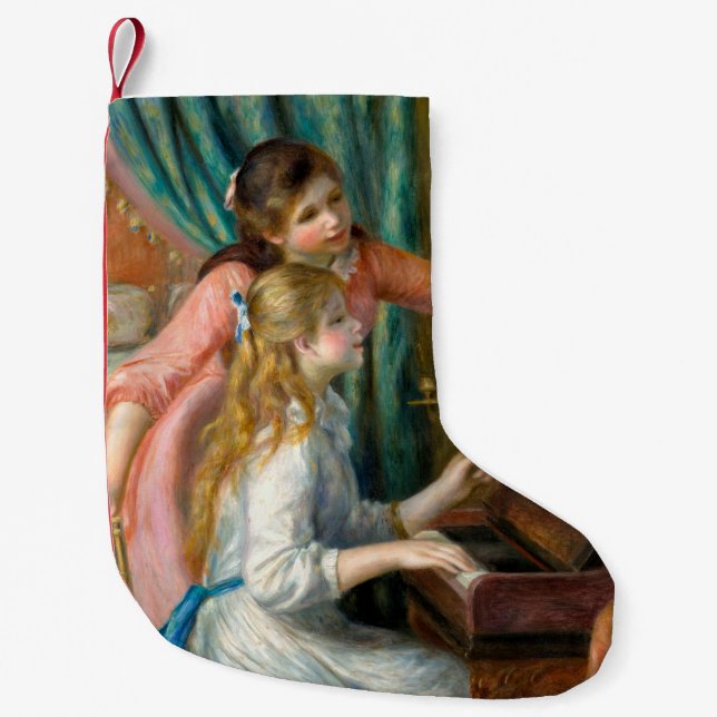 Renoir Girls am Piano Impressionismus Malerei Kleiner Weihnachtsstrumpf (Vorderseite)