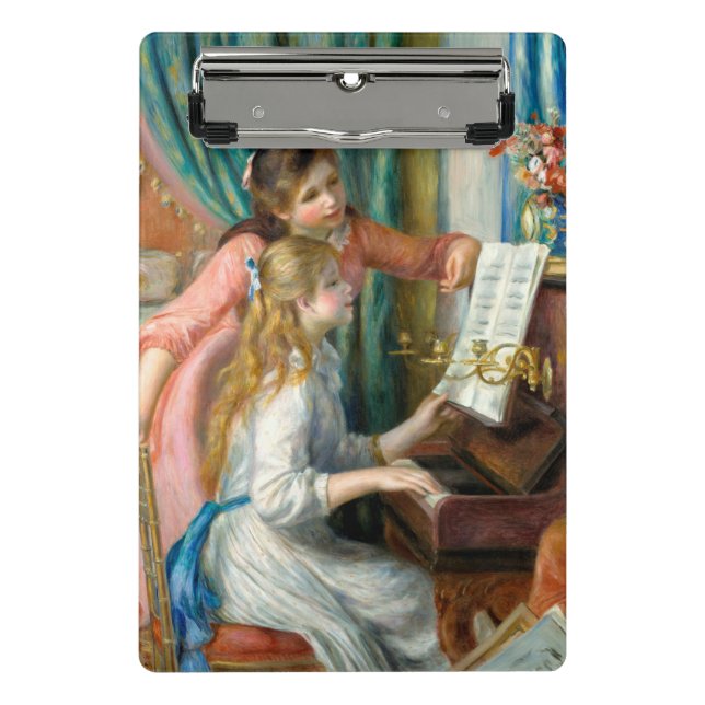 Renoir Girls am Piano Impressionismus Malerei Mini Klemmbrett (Vorderseite)