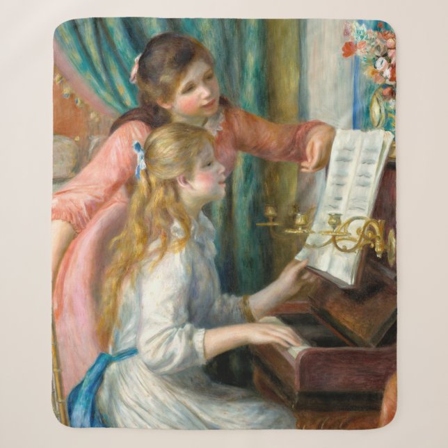 Renoir Girls am Piano Impressionismus Malerei Sherpadecke (Vorderseite)