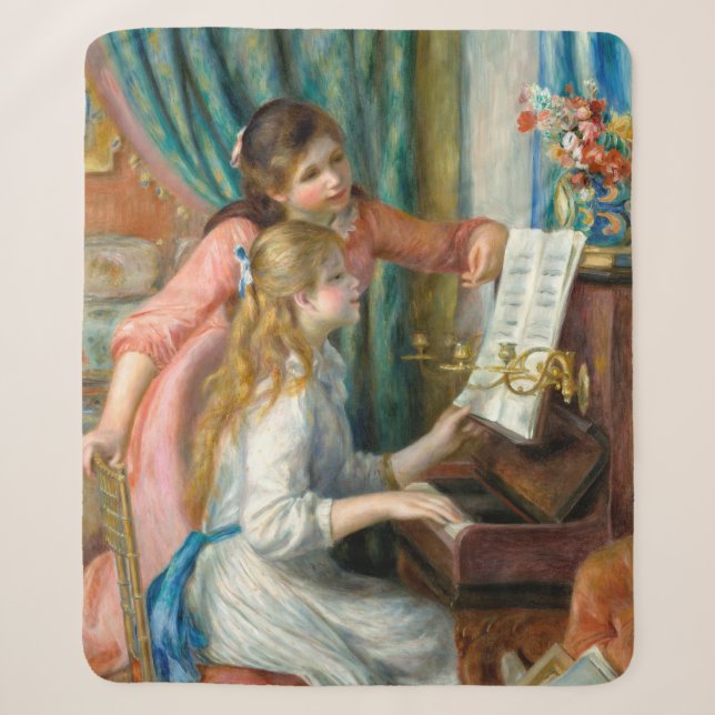 Renoir Girls am Piano Impressionismus Malerei Sherpadecke (Vorderseite)