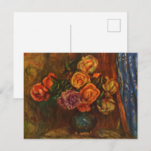 Renoir Impressionistische Rosen in Teekanne-Vase K Postkarte