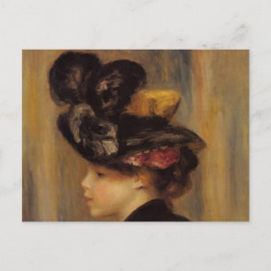 Renoir ist eine junge Frau mit einem schwarzen Hut Postkarte