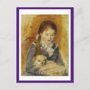Renoir, Jeune fille avec un chien, Art, Carte post