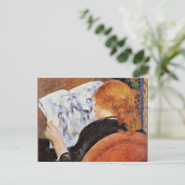 Renoir - Junge Frau Lesen.. Postkarte (Stehend Vorderseite)