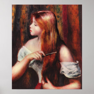 Renoir junges Mädchen, das ihr Haar-Plakat kämmt Poster