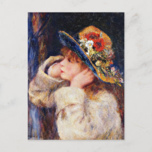 Renoir - Junges Mädchen in einem Hut Postkarte