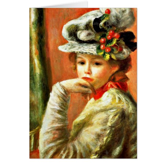 Renoir - junges Mädchen in einem weißen Hut Karte
