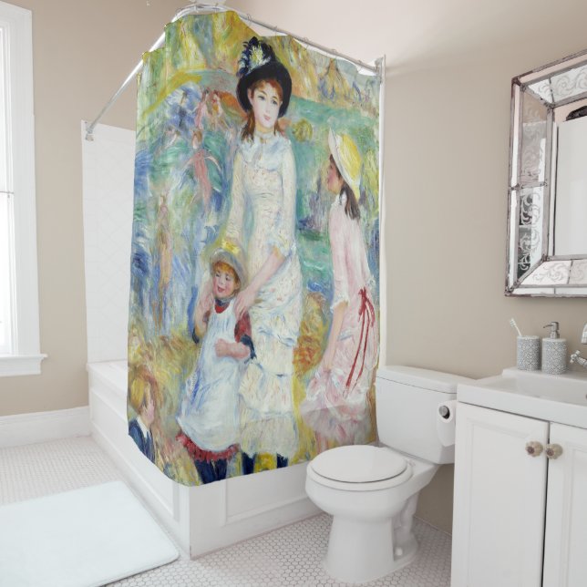 Renoir - Kinder an der Küste, Guernsey Duschvorhang (Beispiel)