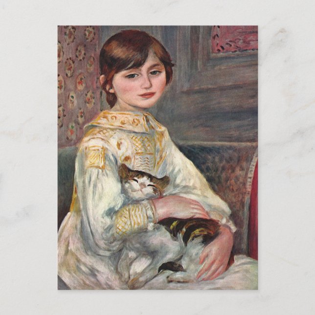 Renoir Kunst-Postkarte: Fräulein. Julie Manet mit Postkarte (Vorderseite)