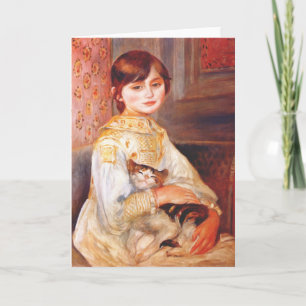 Renoir Mädchen mit Katzen-Gruß-Karte Karte