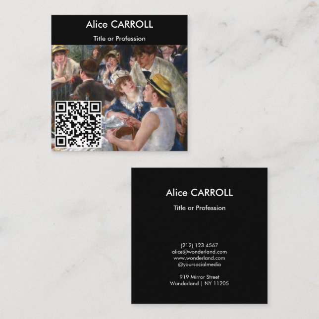 Renoir - Mittagessen im Party - QR-Code Quadratische Visitenkarte (Vorne/Hinten)