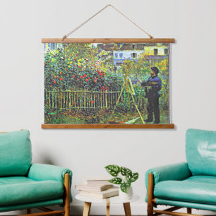 Renoir - Monetmalerei in seinem Garten Wandteppich Mit Holzrahmen