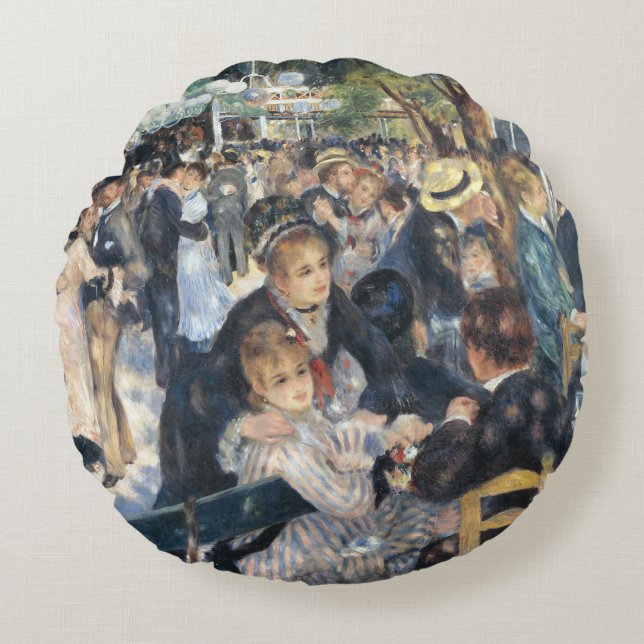Renoir Moulin Dance Galette Party Rundes Kissen (Vorderseite)
