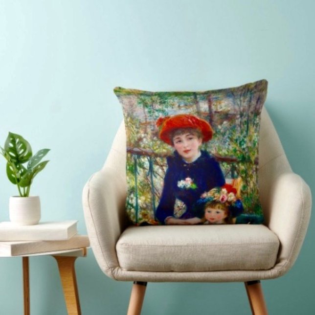 Renoir-Mutter und Kind-Kissen Kissen (Throw Pillow 100% polyester heavyweight stretch material. Hidden zipper Made in the USA.
)
