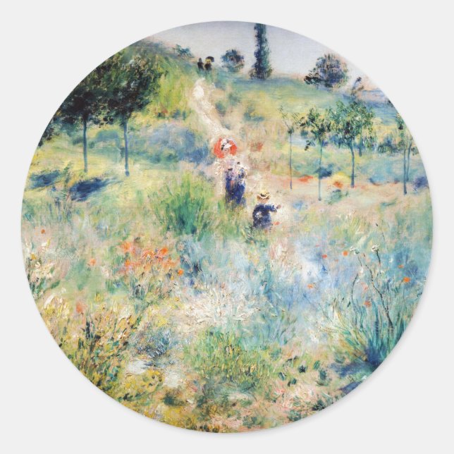 Renoir - Pfad führt durch das große Gras Runder Aufkleber (Vorderseite)