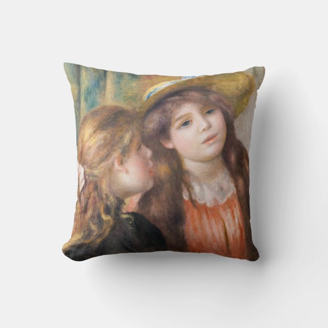 Renoir - Portrait von zwei kleinen Mädchen Kissen (Vorderseite)