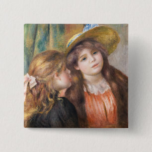Renoir - Porträt von zwei kleinen Mädchen Button