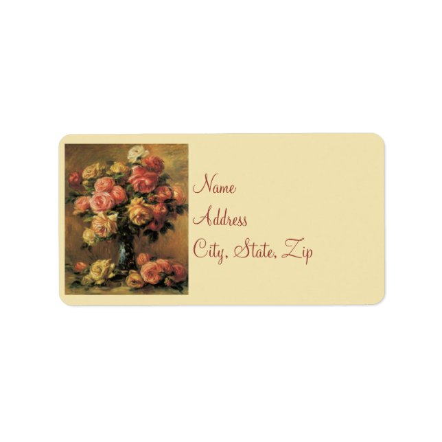 Renoir Rose Hochzeitadressen-Labels Adressaufkleber (Vorne)
