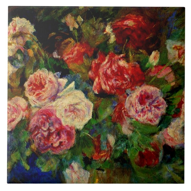 Renoir - Rosen, berühmtes Gemälde, Fliese (Vorderseite)