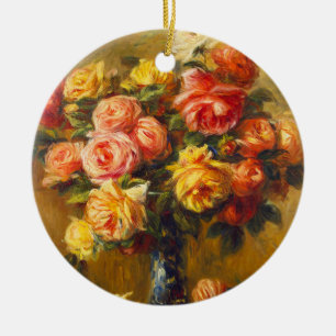 Renoir Rosen in einer Vasen-Verzierung Keramikornament