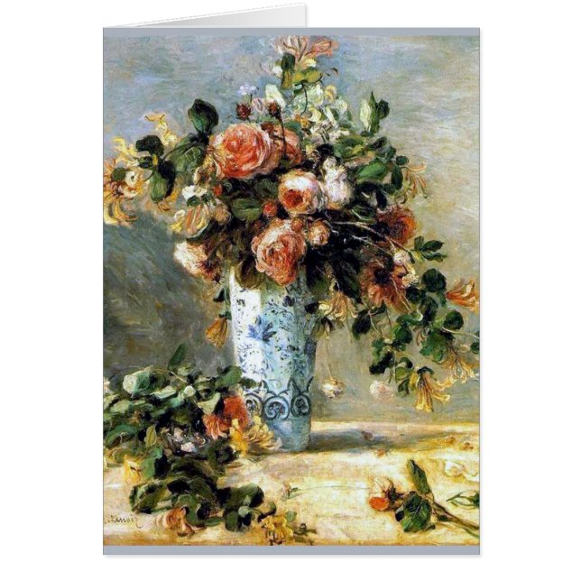 Renoir Rosen und Jasmin-Blumenstrauß-Karte (Vorne)