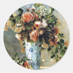 Renoir Rosen und Jasmin-Malerei-Aufkleber Runder Aufkleber