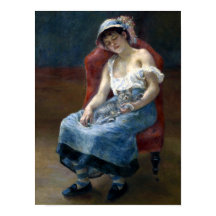 Renoir Schlafmädchen mit katzenklassischer Kunst