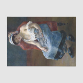 Renoir Schlafmädchen mit katzenklassischer Kunst Seidenpapier