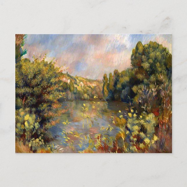 Renoir - Seeufer, Landschaftsmalerei Postkarte (Vorderseite)