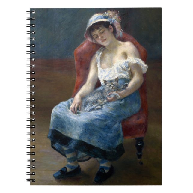 Renoir Sleeping Girl Cat Painting Notizblock (Vorderseite)