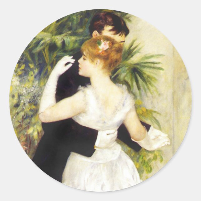 Renoir Tanz in den Stadt-Aufklebern Runder Aufkleber (Vorderseite)