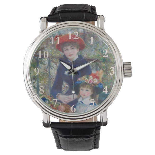 Renoir Two Sisters Terrasse Französischer Impressi Armbanduhr (Vorderseite)