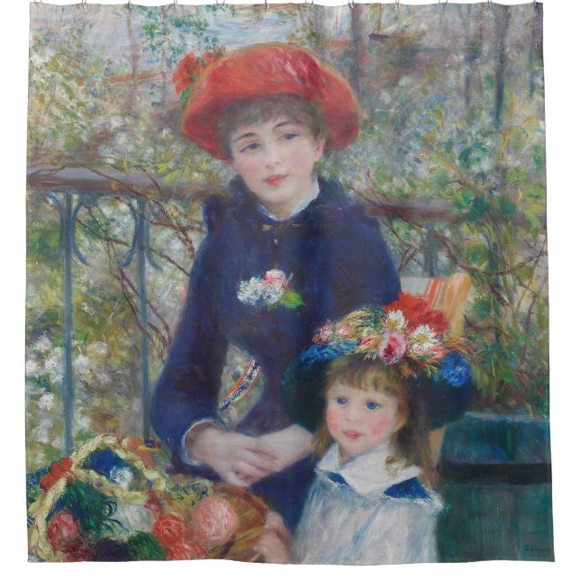 Renoir Two Sisters Terrasse Französischer Impressi Duschvorhang (Vorderseite)