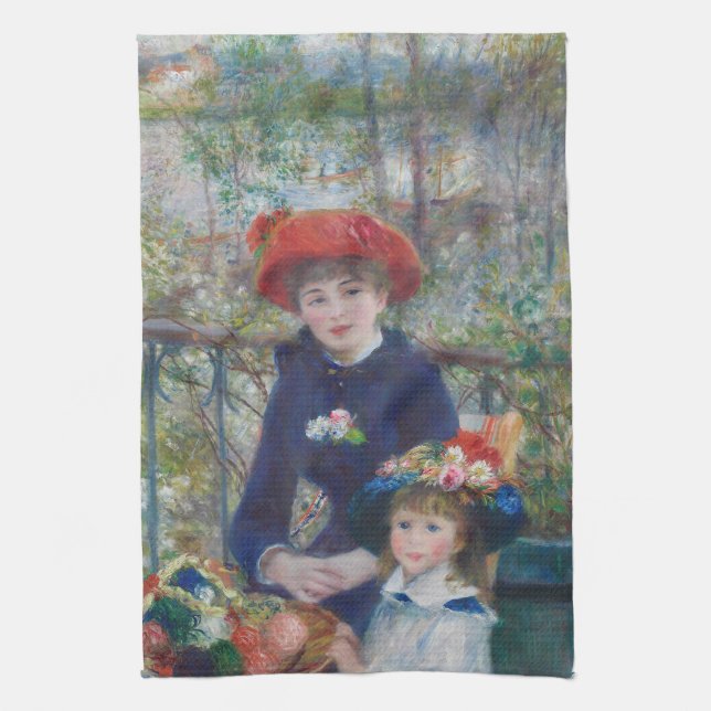 Renoir Two Sisters Terrasse Französischer Impressi Geschirrtuch (Vertikal)