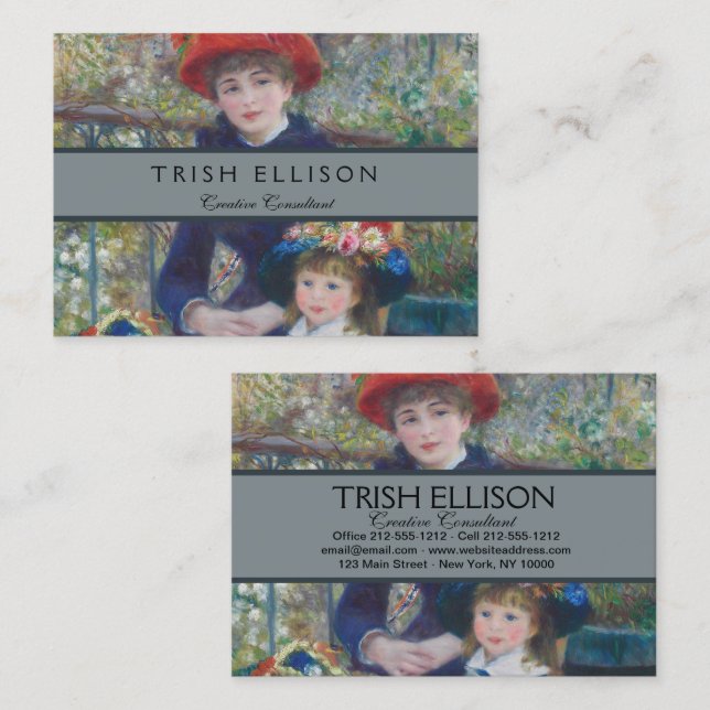 Renoir Two Sisters Terrasse Französischer Impressi Visitenkarte (Vorne/Hinten)