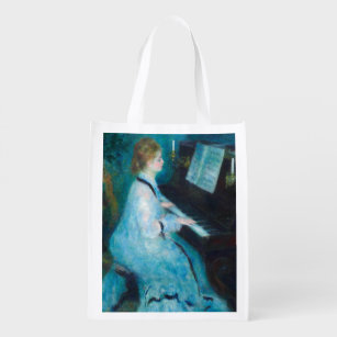 Renoir Woman Piano Musiker Wiederverwendbare Einkaufstasche