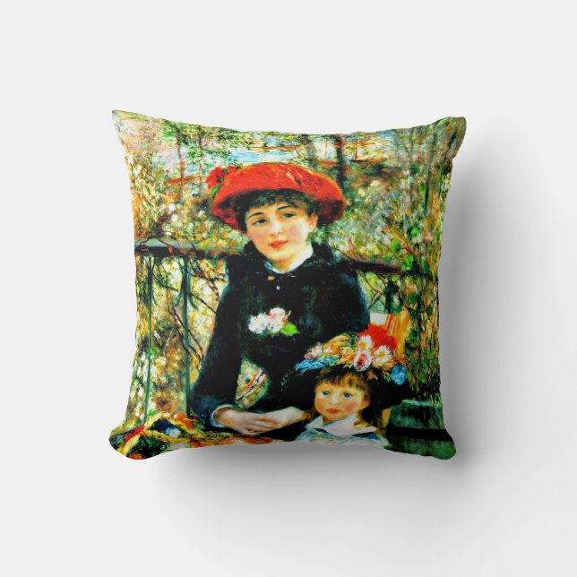 Renoir - Zwei Schwestern auf der Terrasse Kissen (Vorderseite)