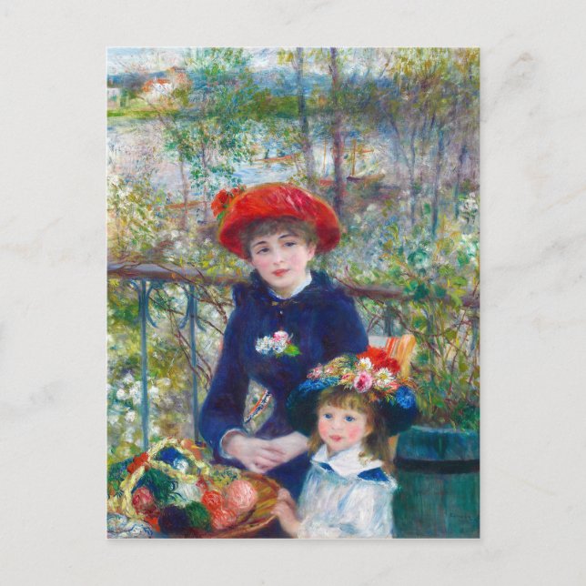 Renoir zwei Sistes auf der Terrasse Kunstwerk Postkarte (Vorderseite)