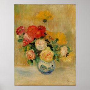 Renoirs ein Vase Rosen und Dahlien Poster