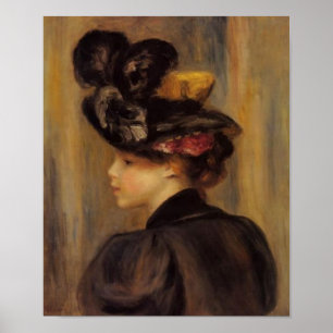 Renoirs eine junge Frau, die einen schwarzen Hut Poster