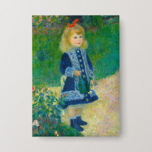 Renoirs kleines Mädchen in Blau mit Wasserabfluss Button
