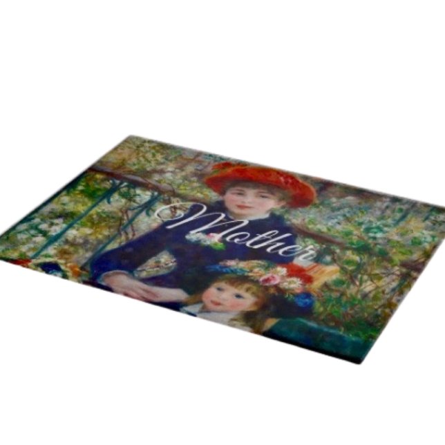 Renoirs Mutter und Kind Schneidbrett Schneidebrett (Glass Cutting Board – 5 different sizes. 100% food safe.  tempered glass Non-skid rubber feet. 
)