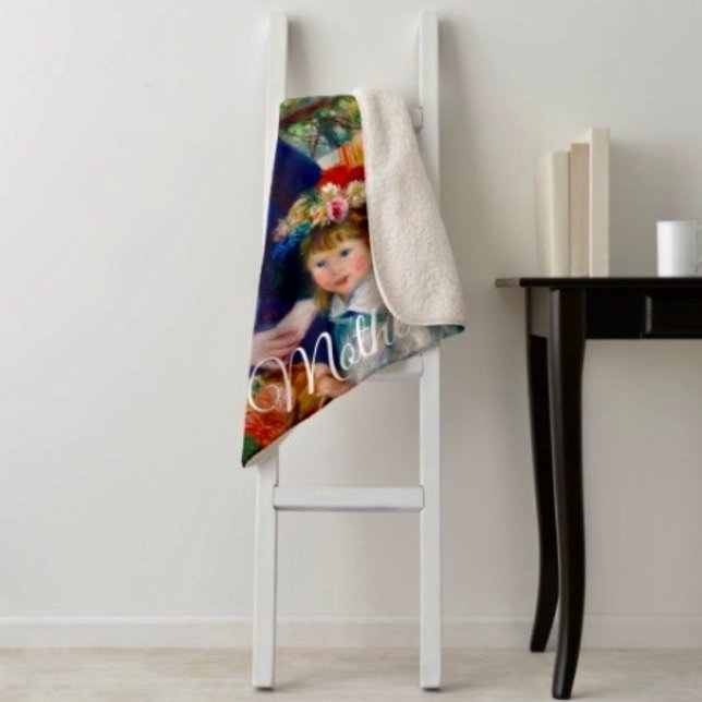 Renoirs Mutter und Kind  Sherpadecke (3 different sizes: s (30"x40"); m (50"x 60"); l (60"x 80")  100% polyester printed mink.)