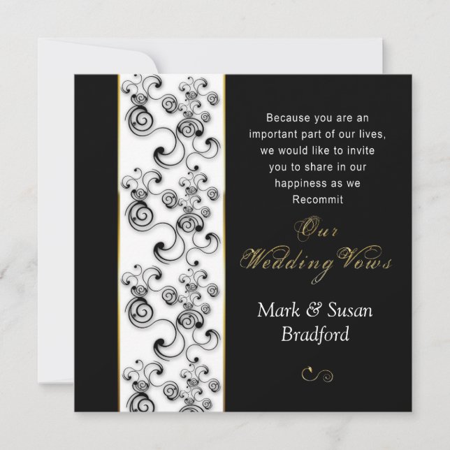 RENOUVELER LE MARIAGE VOIT INVITATION - NOIR/BLANC (Devant)