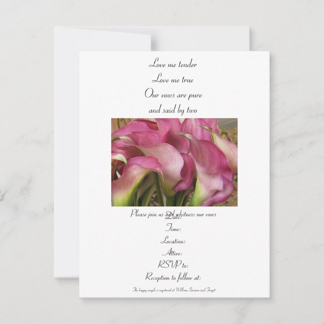 Renouvellement de l'appel ou du Mariage Invitation (Devant)