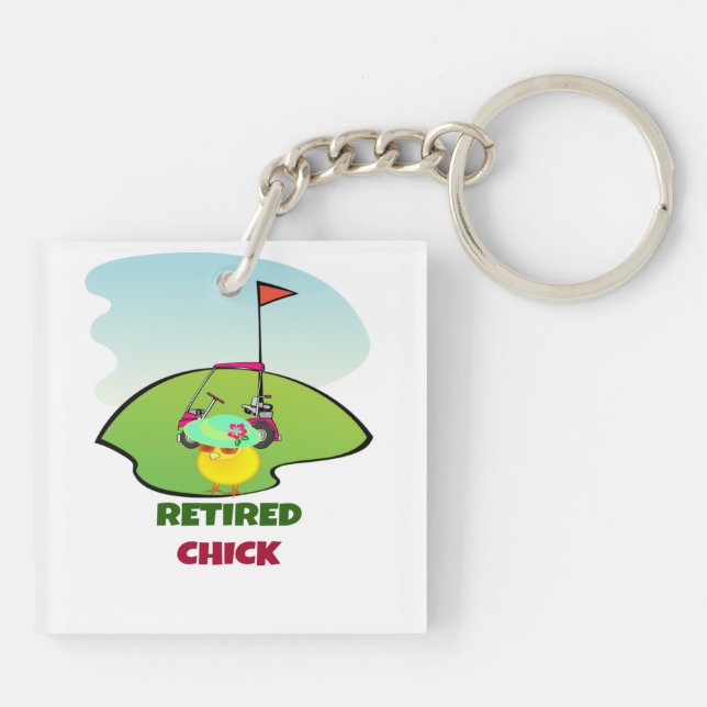 Rent Chick auf dem Golfplatz Schlüsselanhänger (Rückseite)